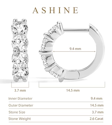 ASHINE 14k Gold Plated Huggie Earrings for Women, Small Hypoallergenic Stainless Steel Post Cuff Hoop Ear Ring Trendy Non Tarnish Cartilage Piercing Dainty Cubic Zirconia Jewelry - color: White Gold
