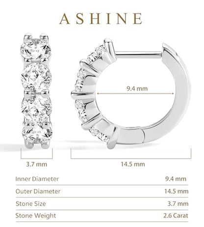 ASHINE 14k Gold Plated Huggie Earrings for Women, Small Hypoallergenic Stainless Steel Post Cuff Hoop Ear Ring Trendy Non Tarnish Cartilage Piercing Dainty Cubic Zirconia Jewelry - color: White Gold