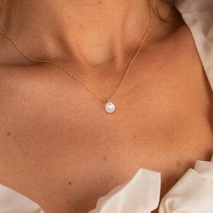 Dainty Pearl Necklace for Women Gold Plated Bridal Wedding Jewelry Trendy Cute Lariat Pearl Pendant Drop Charm Choker Stackable Necklace Gift for Women Mom Sister Daughter - color: A.Pearl Drop