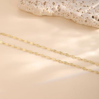 MFRYK Gold Plated Layered Anklet for Women, Adjustable Ankle Bracelet Gift - color: gold