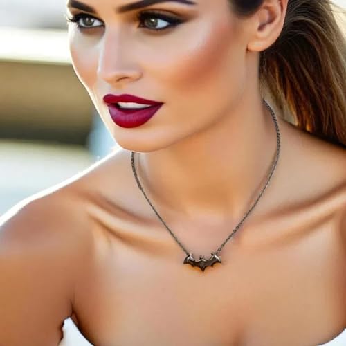 Tapp Collections Stainless Steel Superhero Pendant Necklace - color: Bat-W / Steel Chain / Black Color