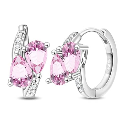 925 Sterling Silver Huggie Hoop Earrings for Women with 5A Cubic Zirconia Jewelry Birthday Gift - style: Heart to heart