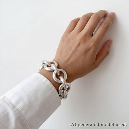 18K Gold Plated Hammered Toggle Bracelet for Women | Chunky hammered statement bracelet with a toggle closure and 3 adjustable sizes, designed for everyday wear and gifting - style: Style Four