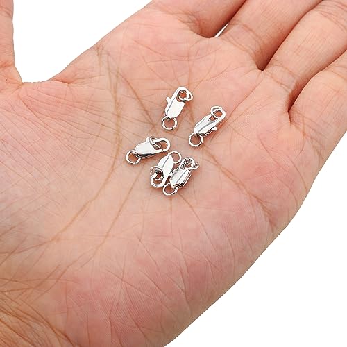 5Pcs Lobster Clasps for Jewelry Making, Bracelet Clasps and Closures | White Gold Jewelry Clasp, Necklace Clasp, Lobster Claw Clasps with Jump Rings for DIY Necklace Bracelets 10x4mm - color: White Gold