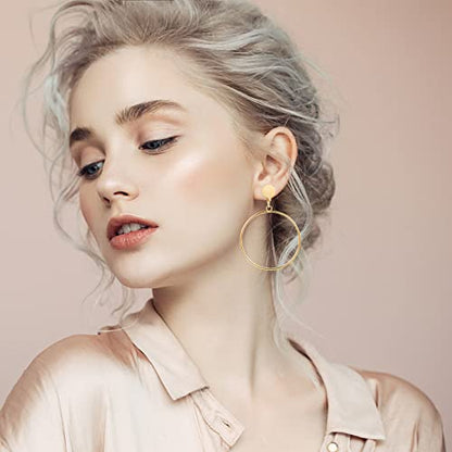 Ponpon 6-18 Pairs Earrings for Women, Lightweight Summer Earrings Straw Earrings Fashion Geometric Statement Hoop Dangle Drop Earrings for Women - style: Style A - 6 Pairs