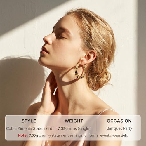 Chunky Hoop Earrings for Women, Tortoise Shell Leopard Hoops | Tortoise Shell Pattern; 18K Gold Plated Finish; 925 Silver Posts; Lightweight Statement Style - color: QIHP-20-BigLeoperd