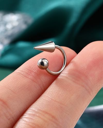 G23 Titanium Lip Rings Surgical Steel Snake Bite Lip Jewelry 16g Spike Labret Rings 8mm 10mm 12mm Horseshoe Conch Hoop Earrings 16 Gauge Conch Piercing Jewelry - size: 8mm
