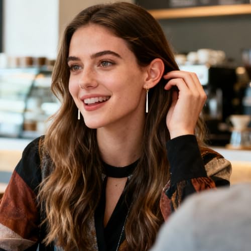 Hypoallergenic Silver Long Dangle Drop Earrings for Women Lady | Long Strip Bar Chain Waterdrop Dangle Leverback Earring Elegant Lightweight Dangling Drop Earings Trendy Jewelry Gifts in Box - color: GoldC