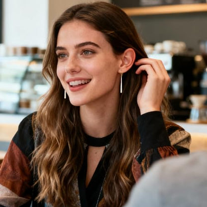 Hypoallergenic Silver Long Dangle Drop Earrings for Women Lady | Long Strip Bar Chain Waterdrop Dangle Leverback Earring Elegant Lightweight Dangling Drop Earings Trendy Jewelry Gifts in Box - color: GoldC