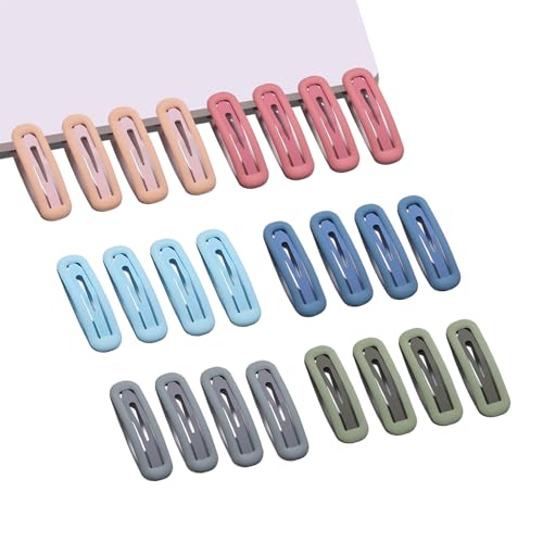 24 Pcs Rectangle Snap Hair Clips for Women Girls, 2.7 inch Large No Slip Matte Metal Hair Barrettes for Thick Thin Fine Hair - color: Grey/Sky Blue/Dark Blue/Green/Pink/Red