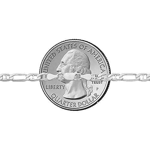Savlano 925 Sterling Silver Italian Solid Figarucci Figaro Mariner Flat Link Chain Necklace For Men & Women - Made in Italy Comes Gift Box - size: 22 Inch, style: 3MM