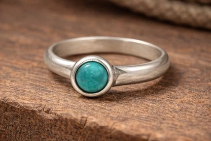 Isac Turquoise Jewelry Set, Silver Cuff Bracelet and Ring, Arrow Engraved, Boho Western Style
