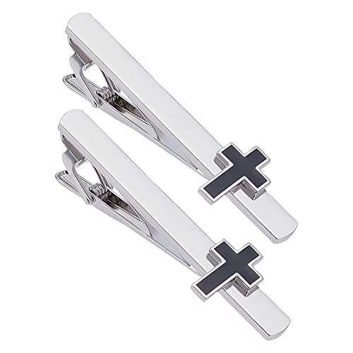 WEBEEDY 2PCS Tie Clip for Men Cross Tie Bars Mens Ties Clips Pin Set Suitable for Business Anniversary Parties Meeting Wedding Gift