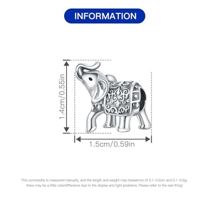 CYCUFF 925 Sterling Silver Charms Suitable for Charm Necklaces, Bracelet Pendants Beads Jewellery Gift for Women - color: Elephant Bead Charm