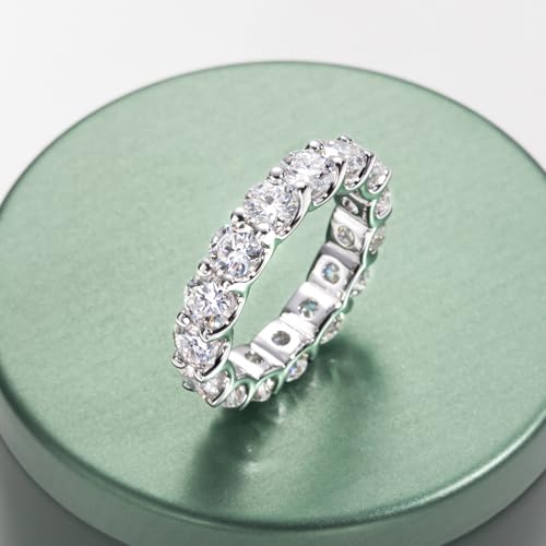 Moissanite Eternity Ring, S925 Sterling Silver Wedding Band for Women - style: Starry Sparkle Eternity Band