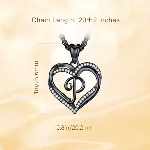 INFUSEU Unique Initial Necklaces for Women Girls Small Heart Letter Jewelry, Meaningful Personalized Gifts - style: P