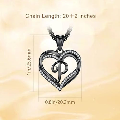 INFUSEU Unique Initial Necklaces for Women Girls Small Heart Letter Jewelry, Meaningful Personalized Gifts - style: P