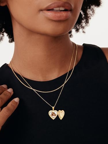 U7 Women Locket Necklace, Heart Photo Lockets Hold Picture, Gift Box Packed | Gold/Silver/Rose Locket Charm, Custom Picture and Engravement Heart Pendant, 20" Chain, Personalized Gift for Mom Wife Friend - color: 04# Gold(Tree of Life)