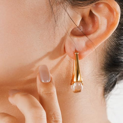 Acrylic Gold Hoop Earrings Chunky Statement Dangle Drop Huggie Earring Colorful Resin Jewelry for Women - color: Clear
