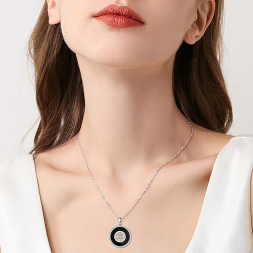 AOBOCO 2026 Graduation Gifts 925 Sterling Silver Compass Pendant Necklace High School College Graduation Jewelry Gifts for Women Daughter - style: C-Black Onyx
