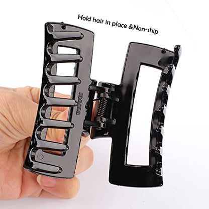 Canitor 4Pcs 3.1 inch Black Hair Clips Claw Clips for Thin and Medium Hair - Acrylic Rectangular French Design Jaw Clips - color: black