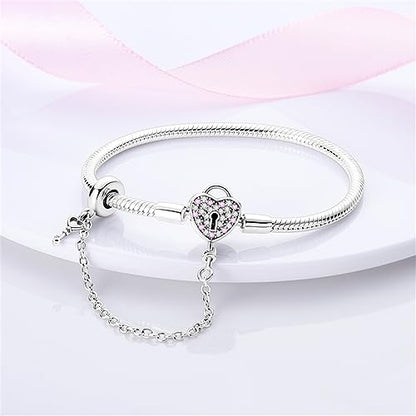 KUNSIR 925 Sterling Silver Palm Clasp Snake Chain Bracelet Basic Charm Bracelets Fit Any PDL Charm, with for Teen Women - style: KJB012
