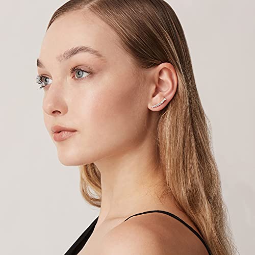 PAVOI 14K Gold Plated Cubic Zirconia Ear Crawler Stud Earrings for Women - Faux Diamond Arrow Climber Fashion Earrings - Trendy Earscape Statement Jewelry - style: Dot