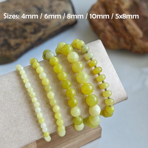 Natural Healing Gemstone Bracelet Handmade Yoga Stretch Elastic Bracelet Stress Relief Crystal Jewelry for Men and Women - color: Lemon Jade(Good Mood), size: 6mm