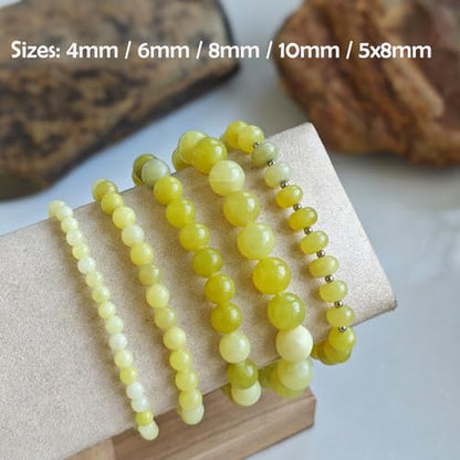 Natural Healing Gemstone Bracelet Handmade Yoga Stretch Elastic Bracelet Stress Relief Crystal Jewelry for Men and Women - color: Lemon Jade(Good Mood), size: 6mm