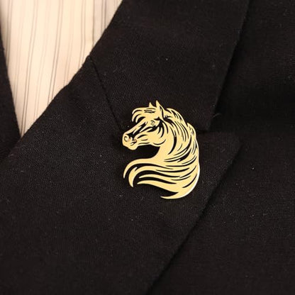 Large-sized Gold Color Phoenix Bird Brooch Wolf and Lion Brooch and Pin - style: Horse