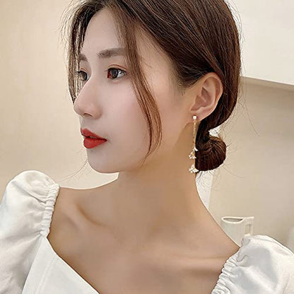Temperament Crystal Butterfly Drop Dangle Earrings for Women Long Tassel Butterfly Stud Earrings - color: Gold