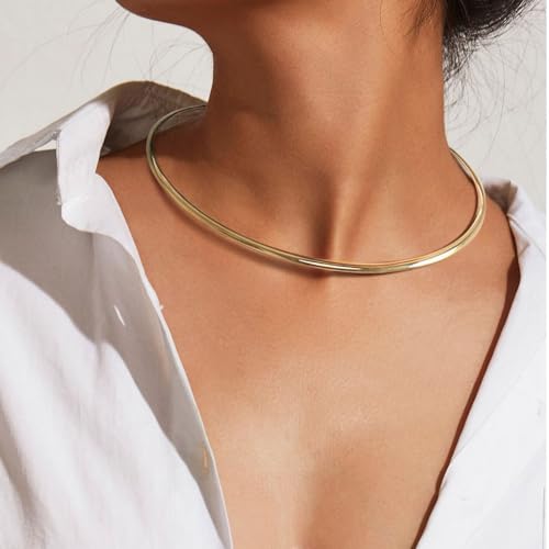 Collar Necklace for Woman Trendy Silver Choker Necklaces for Woman Statement Open Round Collar Choker Necklace - style: Style 5