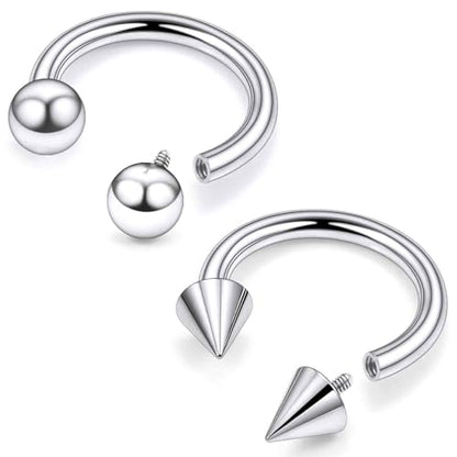 ASTM F136 Titanium 20/18/16/14/12/8/6/4/2g Internally Threaded Horseshoe Nose Septum Ring Gauge Earrings Lip Rings Prince Albert Jewelry Hoop Piercings for Women Men - size: 14g*08mm