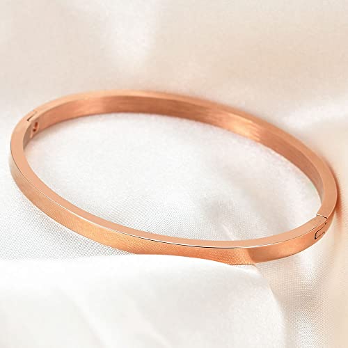 MYNENEY Womens Bracelets Stainless Steel Pave Cubic Zironia Stackable - color: 4mm-Rose Gold, size: 6.3 Inch