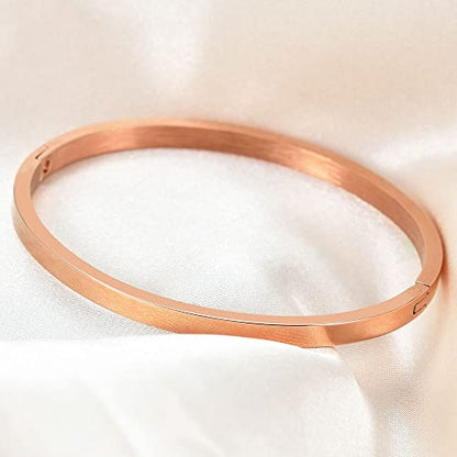 MYNENEY Womens Bracelets Stainless Steel Pave Cubic Zironia Stackable - color: 4mm-Rose Gold, size: 7 Inch