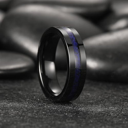 King Will Wood Wedding Band Wood Inlay for Men - color: Black-6mm