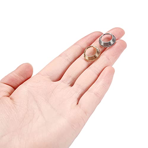 FUNLMO 18G 16G Septum Jewelry Triple Stacked Septum Nose Ring Surgical Steel Daith Conch Helix Cartilage Lobe Piercing Jewelry - color: Style26: Gold-triple stacked&ball