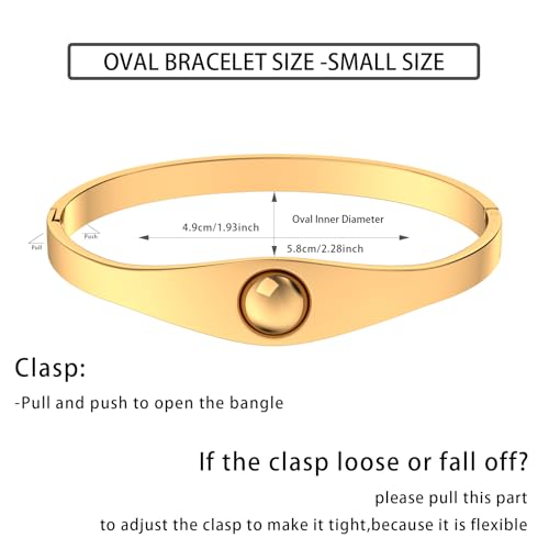 PCY 14K Gold Plated Stainless Steel Oval Bangle Bracelets for Women - 5 Styles Available S/M/L - size: Small