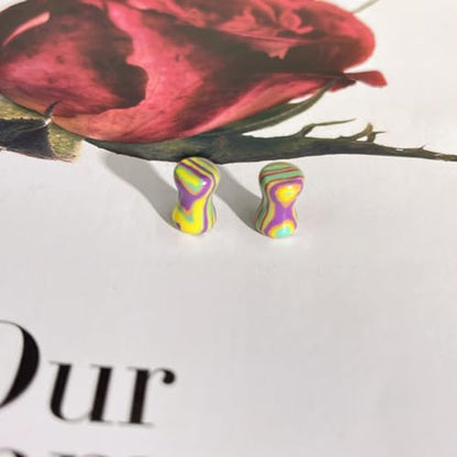 Rainbow Stone Double Flare Ear Plugs Tunnels Natural Organic Stones Expander Ears Piercing Stretcher Gauge Plug for Women Men Fashion Body Jewelry - color: 6mm(2g)