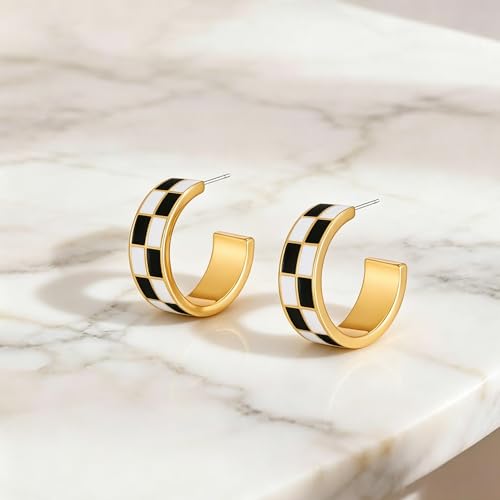14K Gold Plated Chunky Hoop Earrings for Women Vintage Leopard Print Hoops Large Round Hoop Earrings Jewelry - style: Hoop L