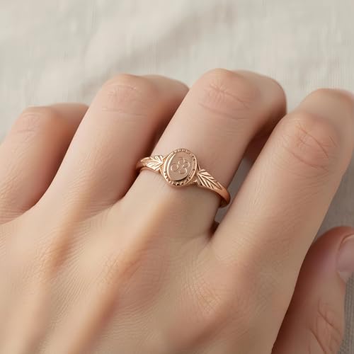 10K 14K 18K Solid Gold Personalized Initial Signet Ring for Women Customized Engraved Letter Dainty Ring Jewelry Gift for Her