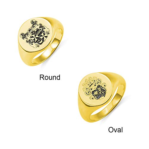 BYFDIY Vintage Custom Signet Ring 925 Sterling Silver/Brass Badge Family Crests Coat Of Arms Rings Personalized Engraved Name Year Rings Jewelry Party Birthday Father Day Graduation Gifts For Men Dad