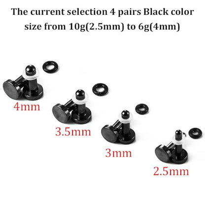 LADEMAYH Comfy Dead Stretching Ear Tapers Stretching Kit, Small Gaps Packed, 0.5mm Increments, Surgical Stainless Steel 316L, Flat Top Ear Plugs, Pain-Free Body Piercing Jewelry for Women & Mens - color: Black, size: 2.5-4mm 8pcs