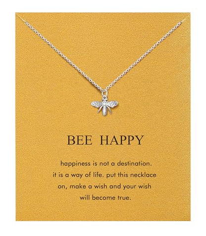 Silver Necklaces for Women Teens, Best Friend Necklace Sister Daughter Gift | Horseshoe Butterfly Swan Wave Evil Eye Necklace Graduation Chritmas Birthday Gifts for Women, Stainless Steel - style: Bee