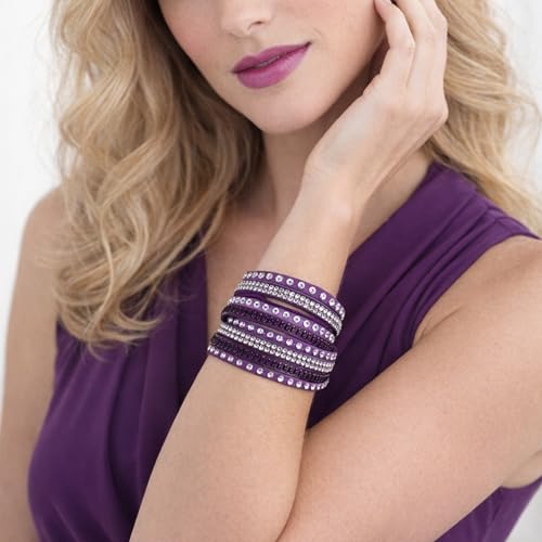 Long tiantian Leather Wrap Bracelets for Women Boho Multi Layered Bracelets Western Jewelry Hot Pink Accessories Birthday Gifts - color: purple