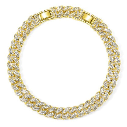 Batiyeer Women's Ankle Bracelets Cuban Link Chain Anklets Adjustable Chunky Anklets with Detachable Extender Rhinestone Bling Jewelry Gifts - color: Gold, size: 10 Mm, 9+2 Inches