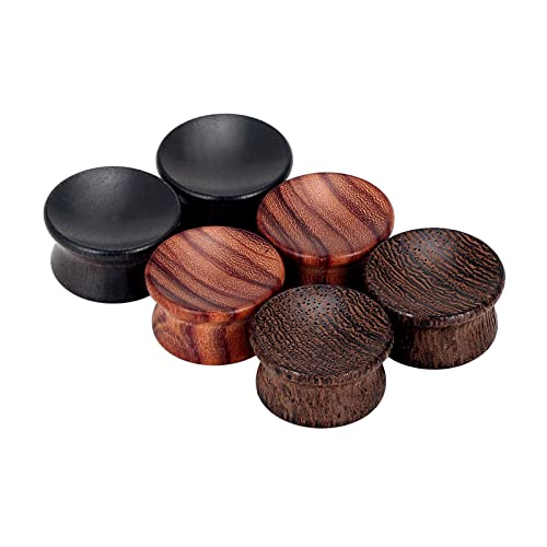 Qmcandy 2g-13/16 inch Sun Moon Natural Wood Wooden Acrylic Ear Tunnels Plugs Piercing Gauge Expander Set - color: D 6pcs 1/2"(12mm)