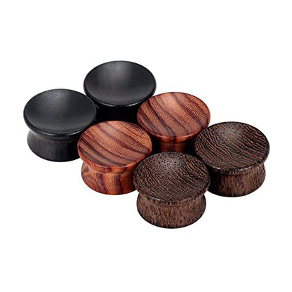 Qmcandy 2g-13/16 inch Sun Moon Natural Wood Wooden Acrylic Ear Tunnels Plugs Piercing Gauge Expander Set - color: D 6pcs 13/16"(20mm)