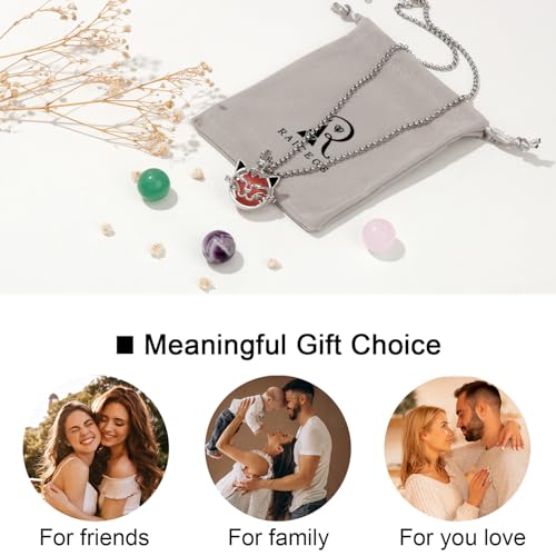 Raicegs Heart Shaped Crystals and Healing Stones 7 Chakra Crystal Necklace 0.8 inch Heart Gemstones Natural Stones Necklaces for Women Spiritual Gift for Women Teen - style: 4PCS-CAT