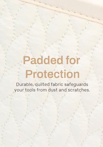 TeeYee Nylon Hair Tools Travel Bag for Dyson Airwrap Quilted Toiletry Bag | Travel Storage Bag for Shark Flexstyle/Curling Iron,Water-repellent,Wide-open,Well-structured,Heat-safe lining,002beige - color: 002Beige